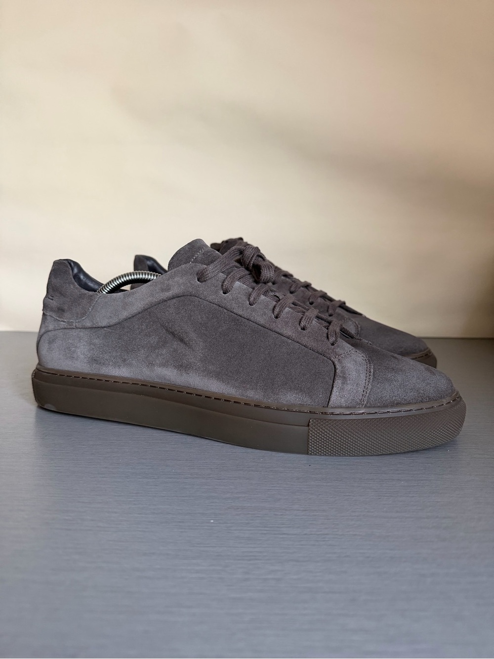 Massimo Dutti Men's Suede Low-Top Sneakers in Chocolate Brown